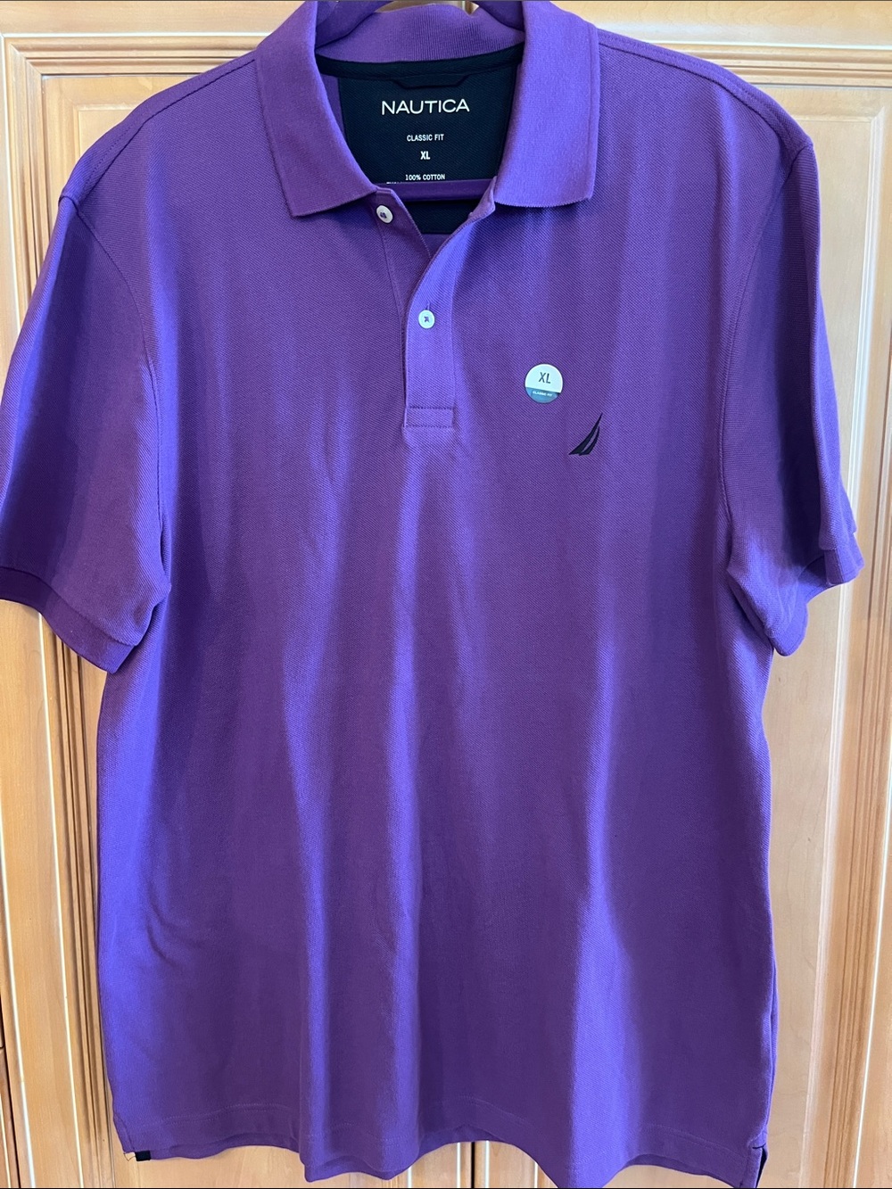 Nautica Men’s Purple Polo Shirt with Embroidered Sail Logo